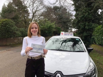 Beep, beep, congratulations to “Jenny Hill' who passed her driving test this morning at Poole DTC, and at the “1st attempt”, we are ALL delighted for you.<br />
<br />
Congratulations from your instructor 'Louise' and ALL of us at StreetDrive (School of Motoring), may we wish you many years of safe driving - Passed Thursday 21st Feb 2019.